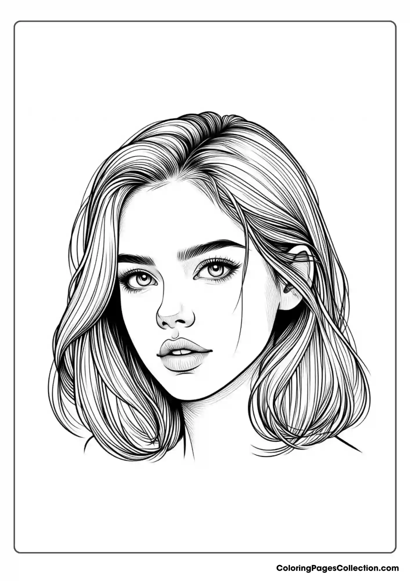 Face Realistic Girl Coloring Pages Free Printable Download PDF