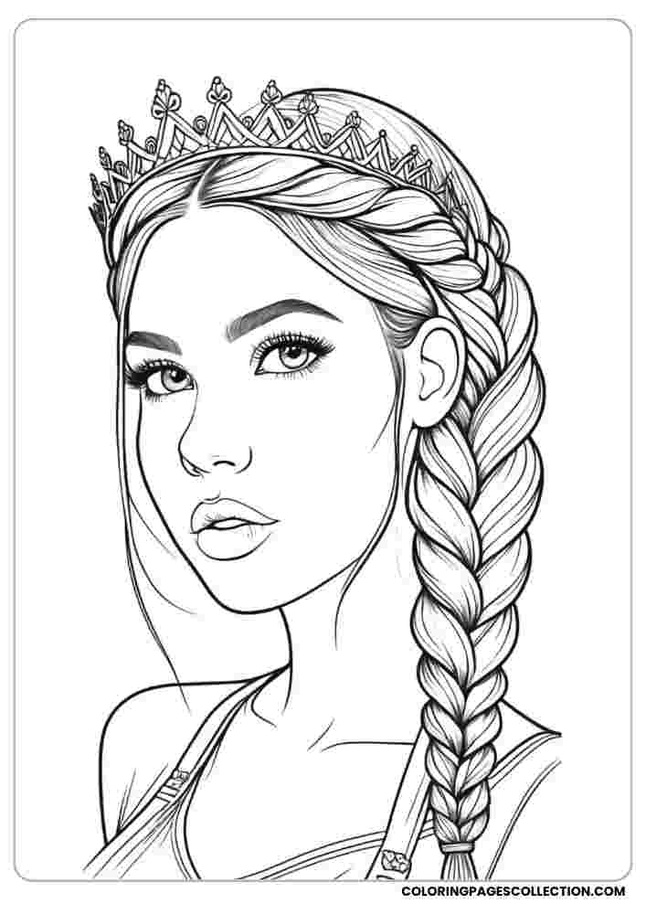 Face Realistic Girl Coloring Pages Free Printable Download PDF
