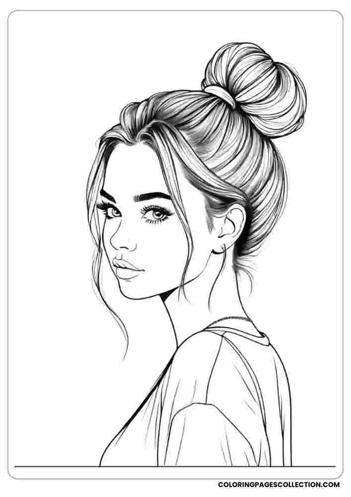 Face Realistic Girl Coloring Pages Free Printable Download PDF