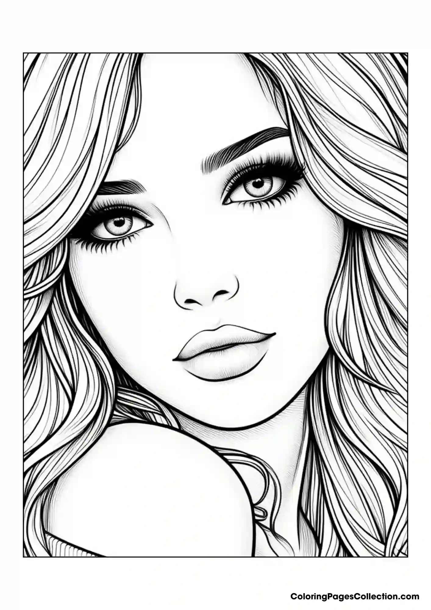 Face Realistic Girl Coloring Pages