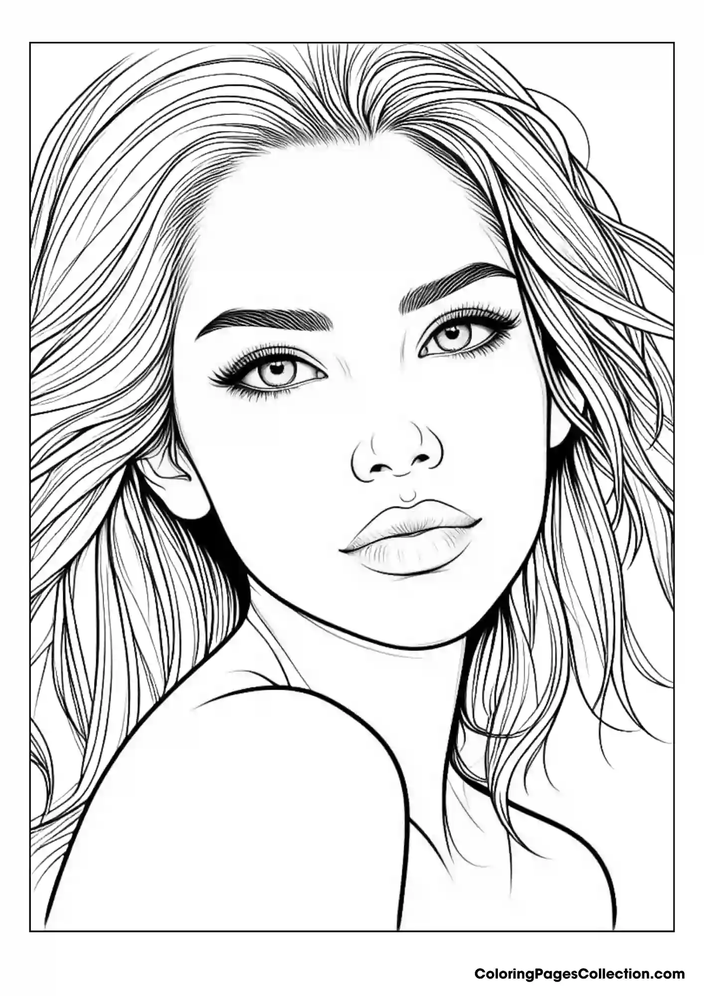 Face Realistic Girl Coloring Pages