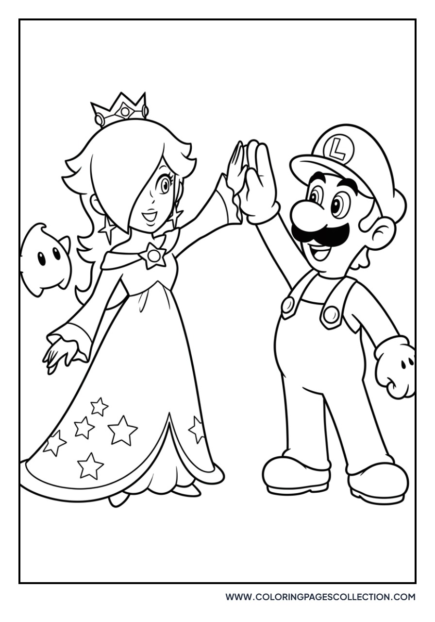 Rosalina and Luigi High Five