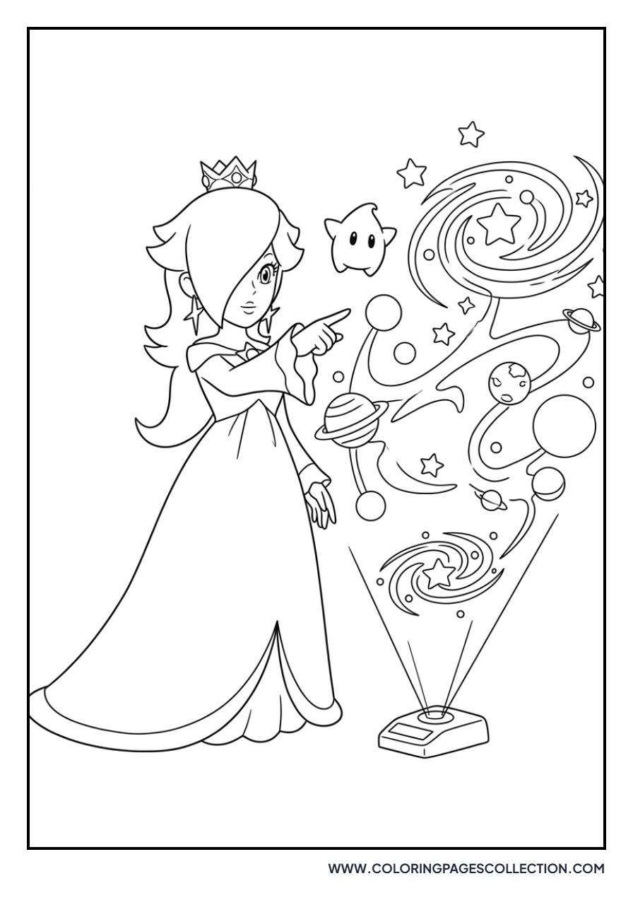 Rosalina Looking at a Galaxy Map
