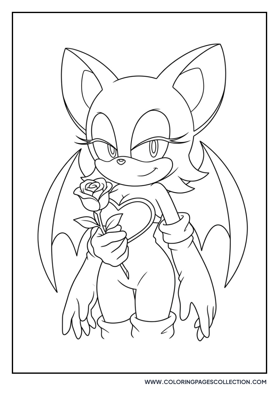 Rouge the Bat Holding a Rose