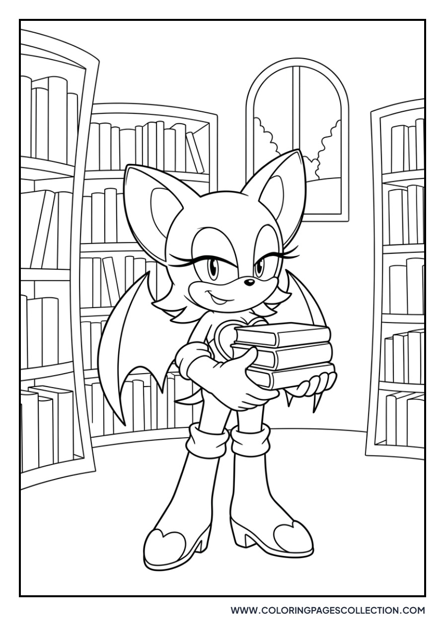 Rouge the Bat in a Library