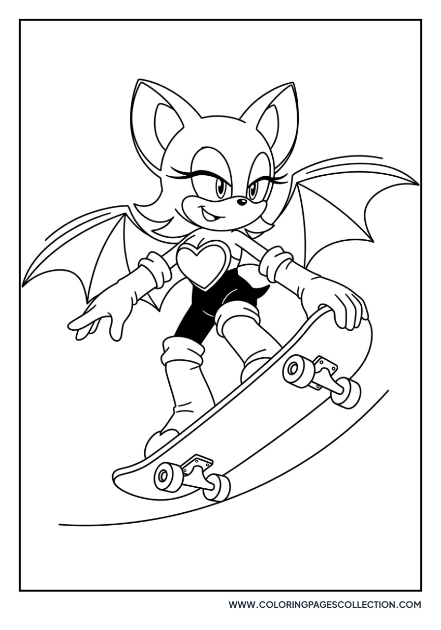 Rouge the Bat on a Skateboard