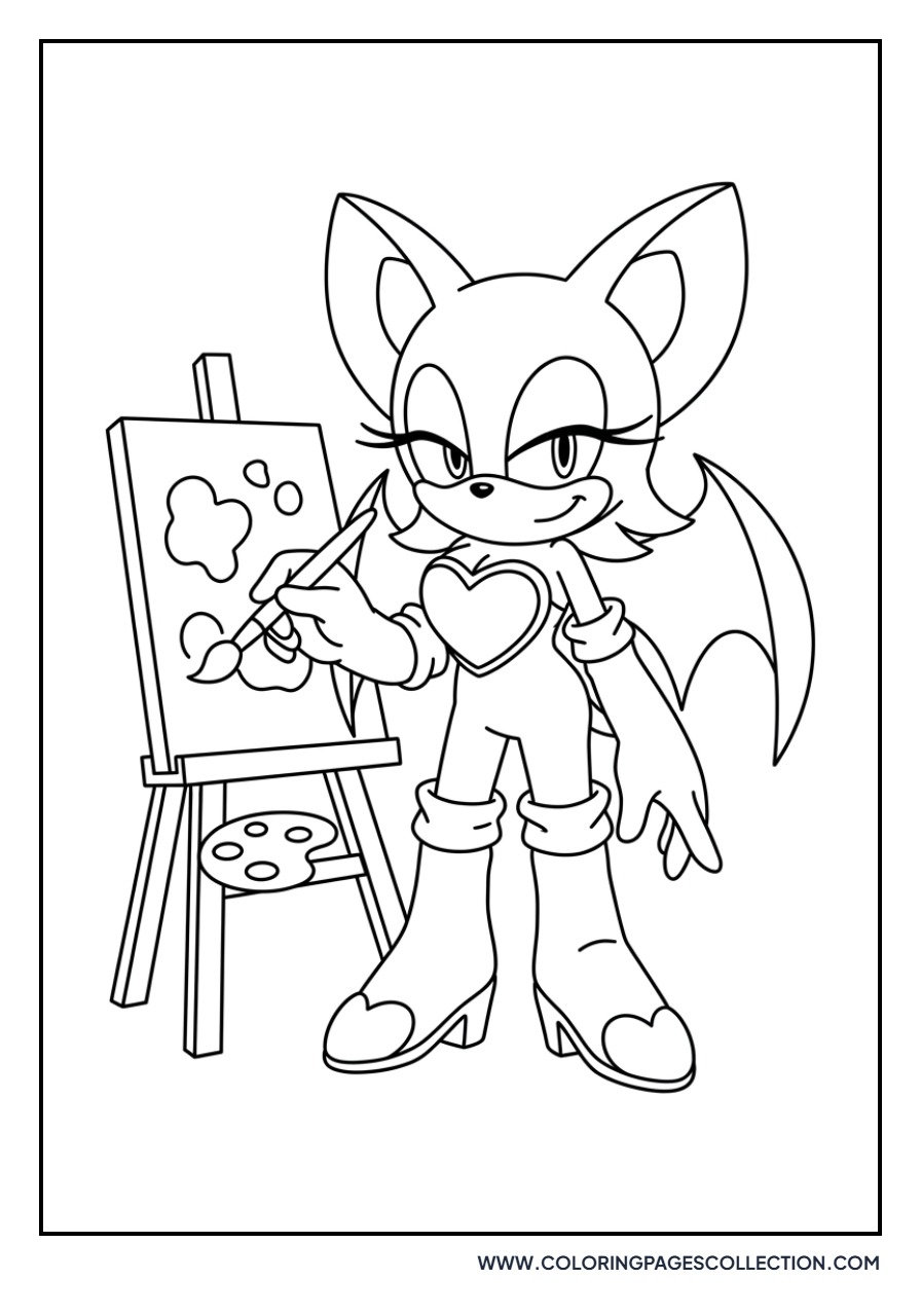 Rouge the Bat Painting a Picture