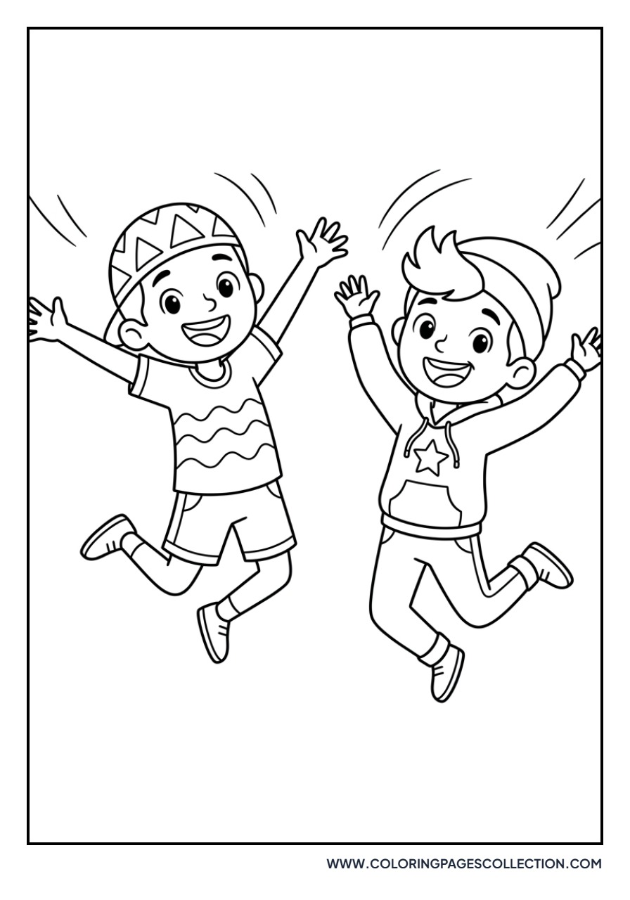 Saja Boys Jumping Joyfully