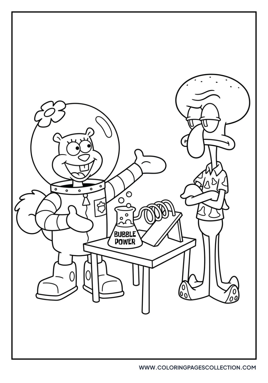 Sandy Cheeks and Squidward