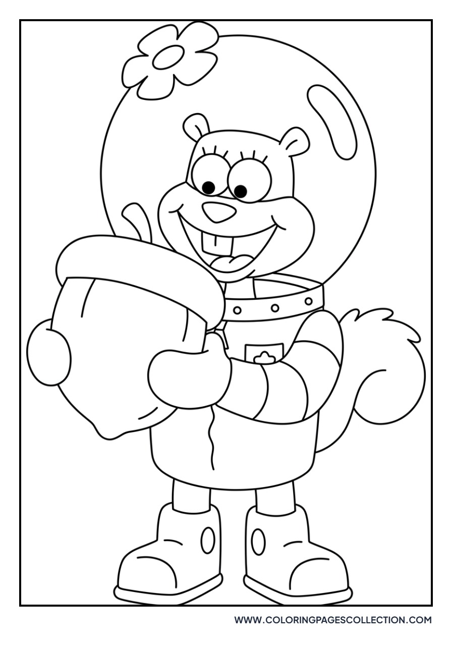 Sandy Cheeks Eating Acorns