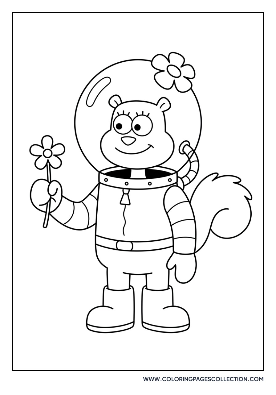 Sandy Cheeks Holding Flower