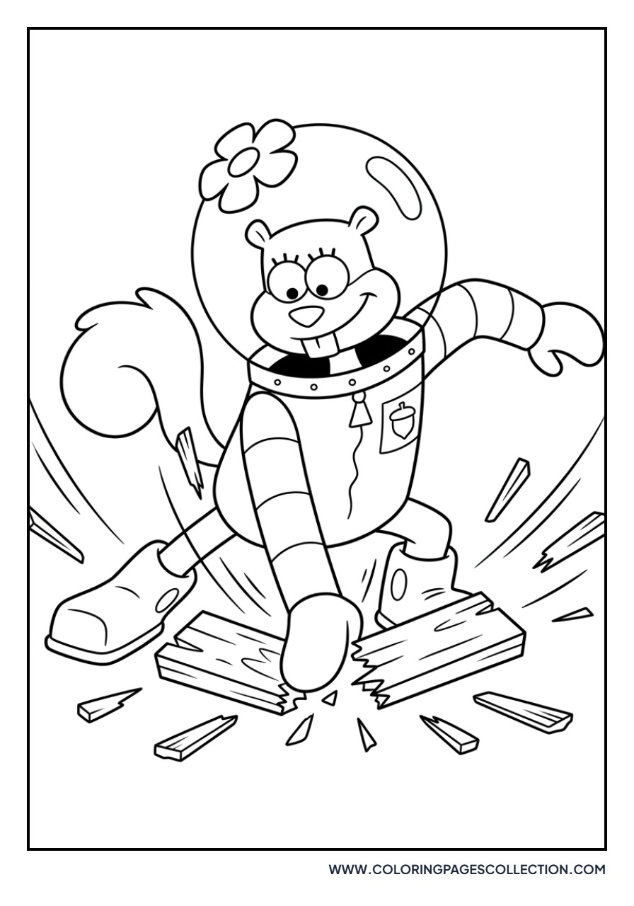 Sandy Cheeks Karate Chop Wood