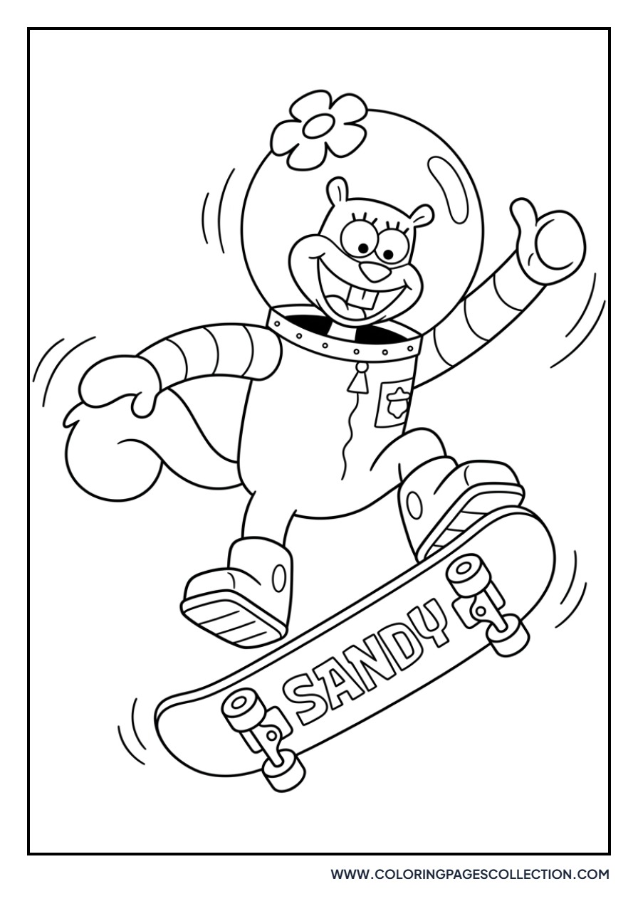 Sandy Cheeks Skateboarding