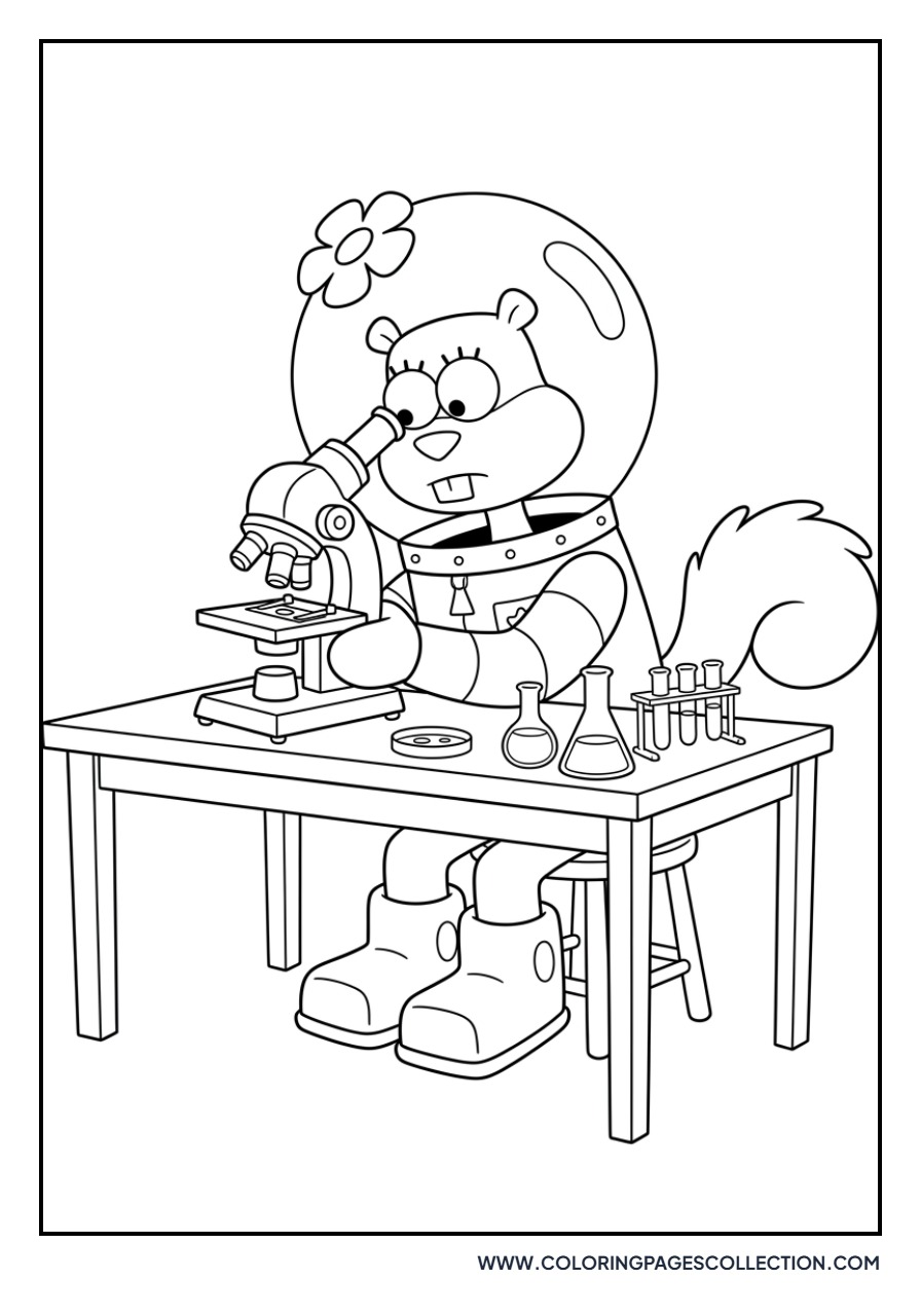 Sandy Cheeks Studying