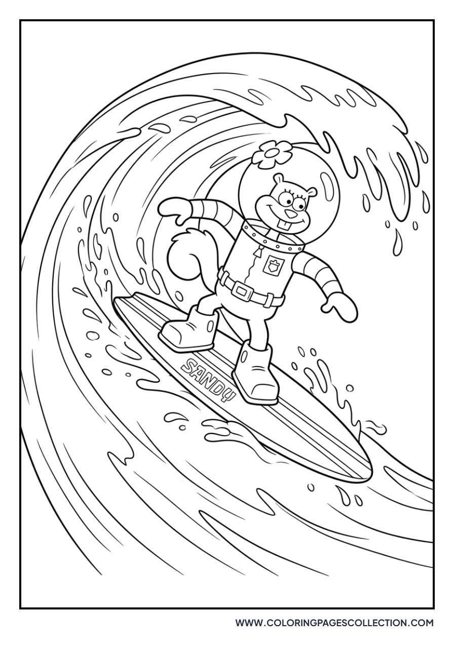 Sandy Cheeks Surfing