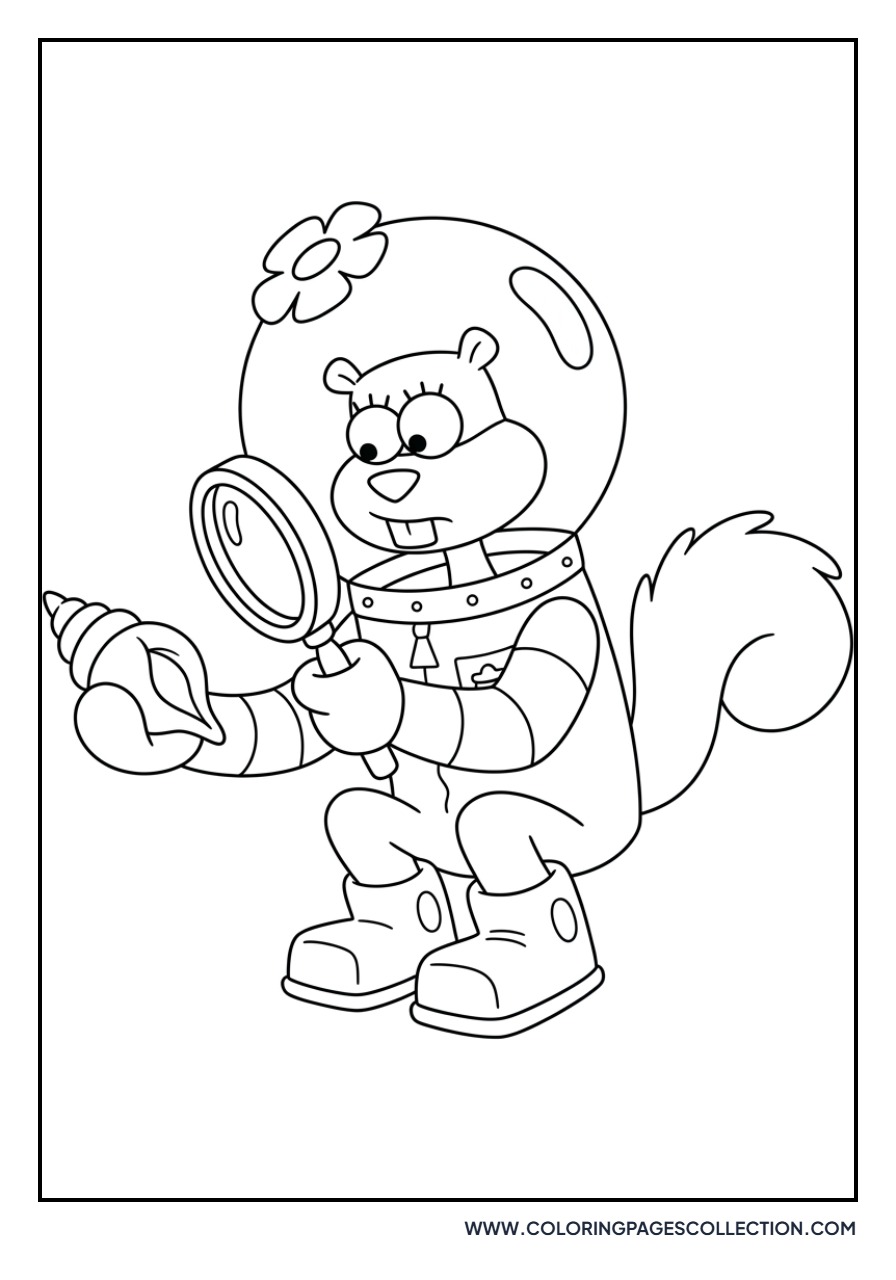 Sandy Cheeks with Magnifying Glass