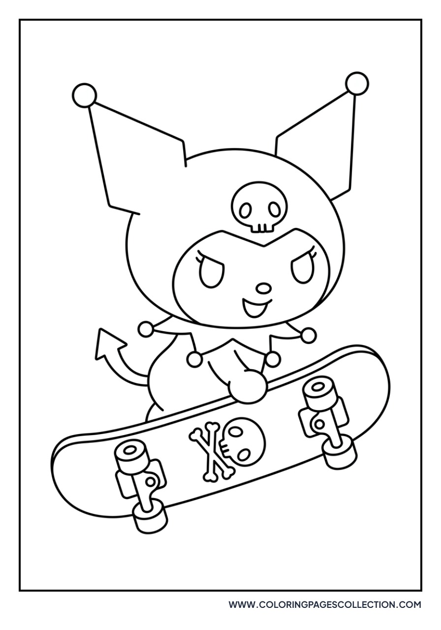 Kuromi Riding a Skateboard
