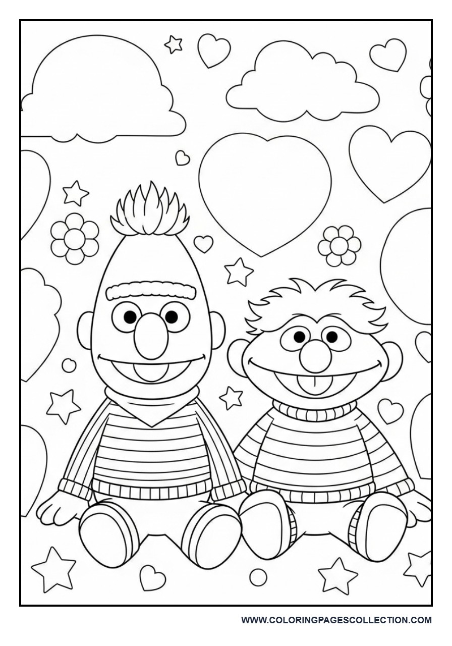 Bert and Ernie Kawaii Friendship Scene