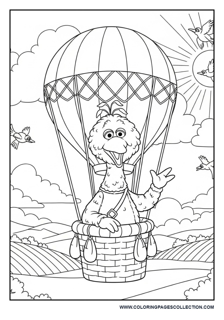 Big Bird on a Hot Air Balloon Ride