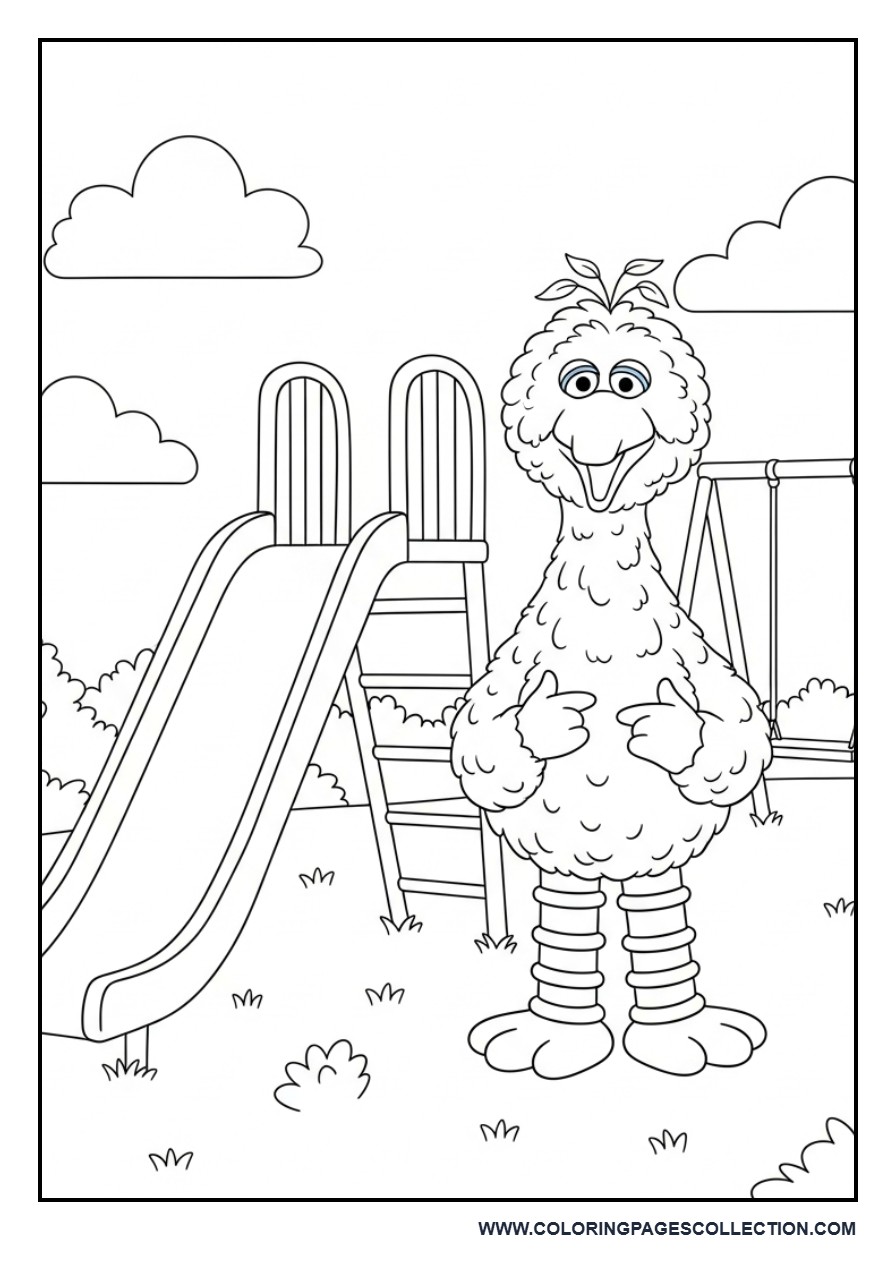 Big Bird Playing at the Playground