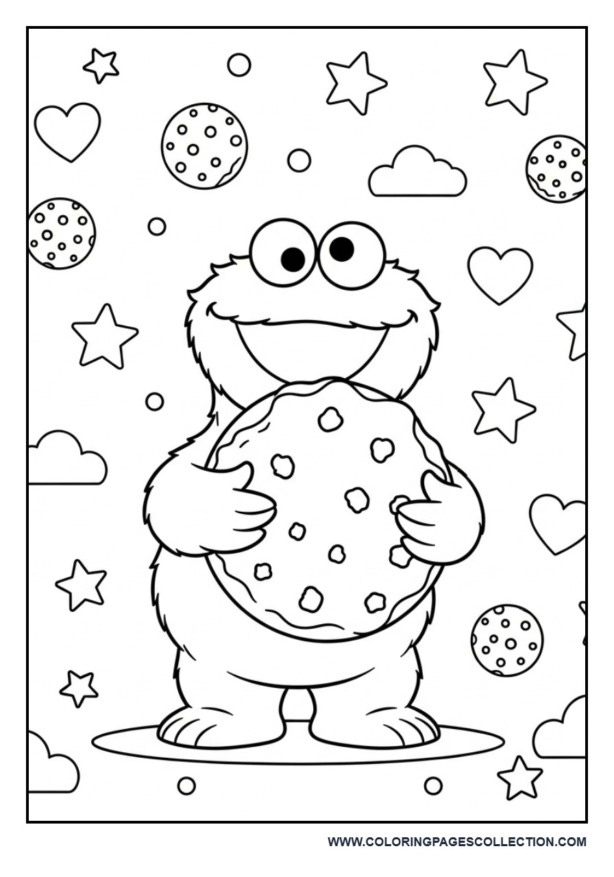 Chibi Cookie Monster and Giant Cookie
