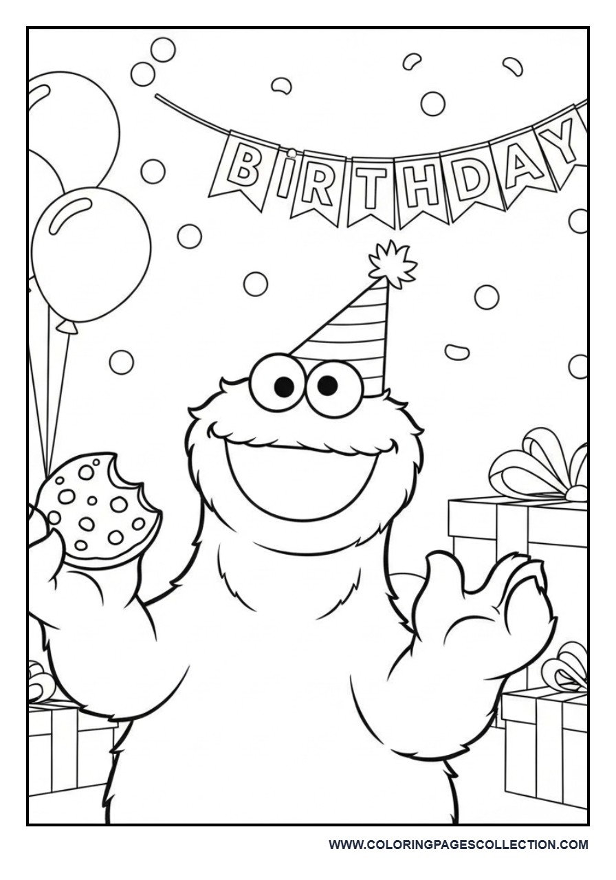 Cookie Monster at a Birthday Celebration