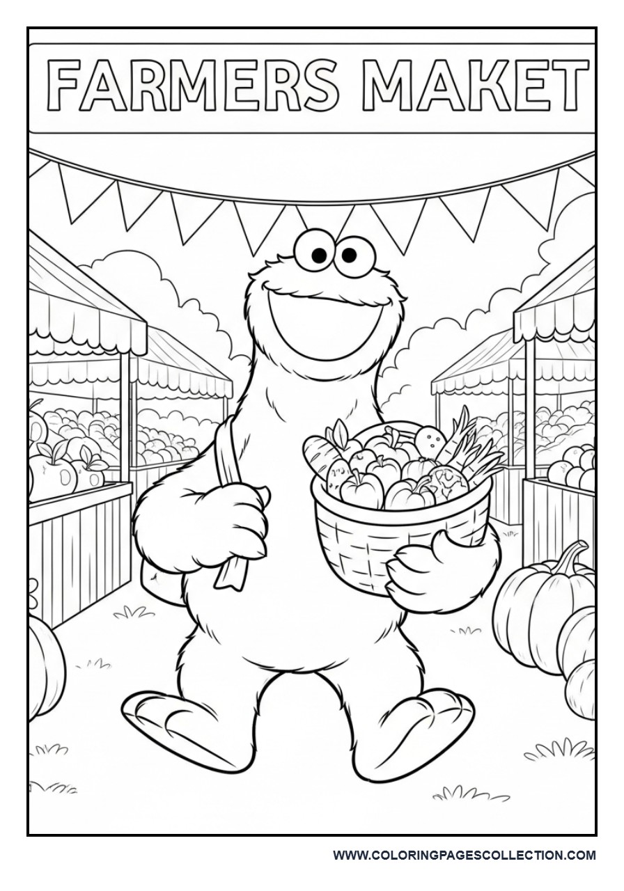 Cookie Monster at the Farmers Market