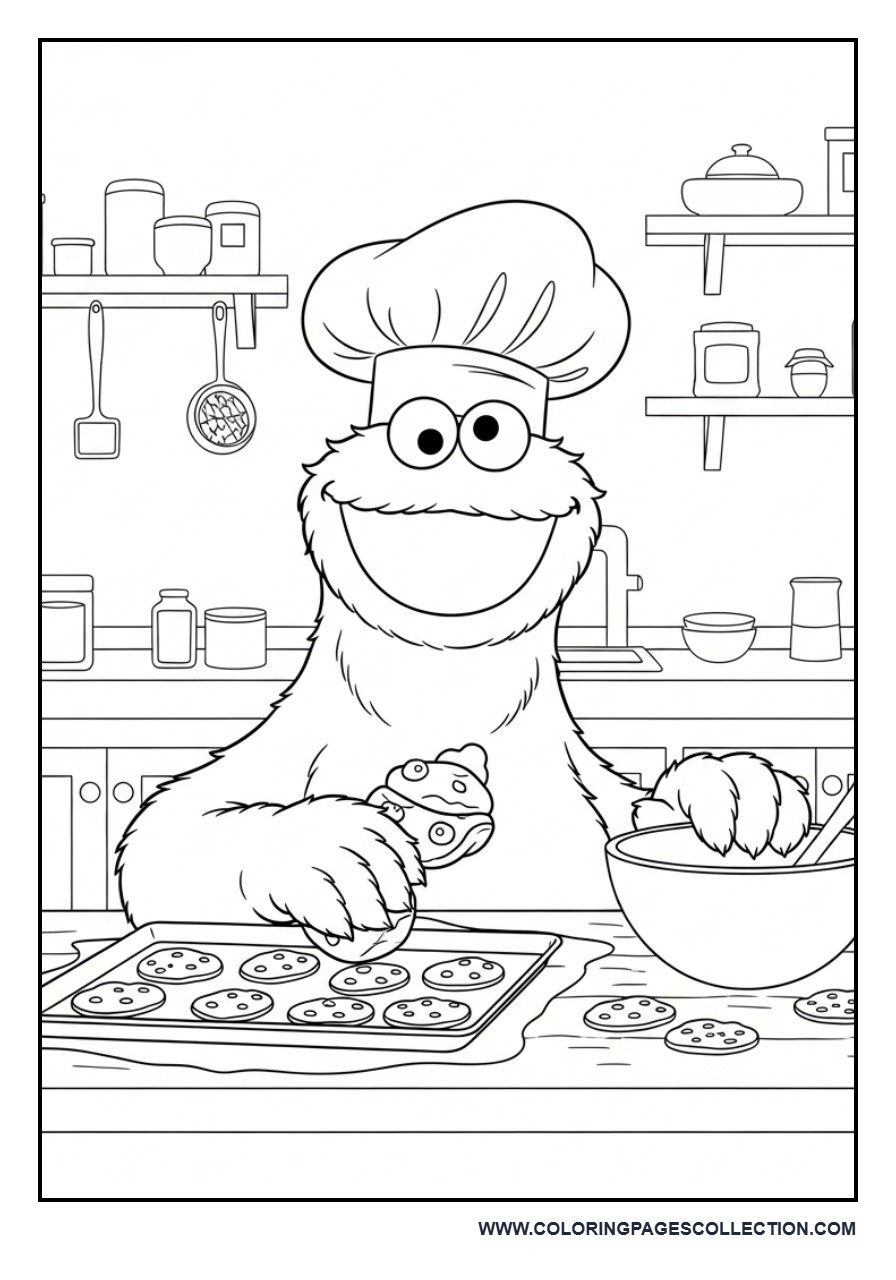 Cookie Monster Baking Cookies