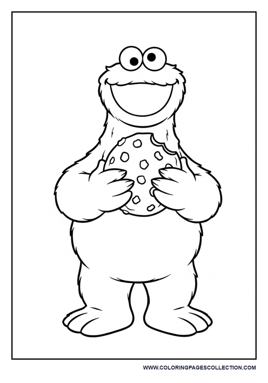 Cookie Monster Holding a Cookie