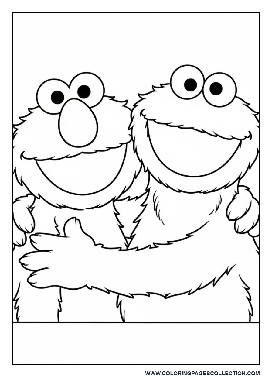 Elmo and Cookie Monster Hugging