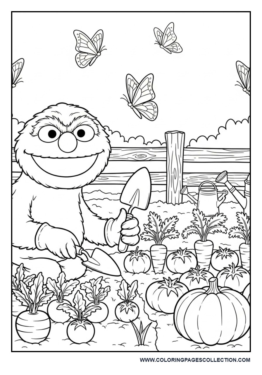 Oscar the Grouch at the Community Garden