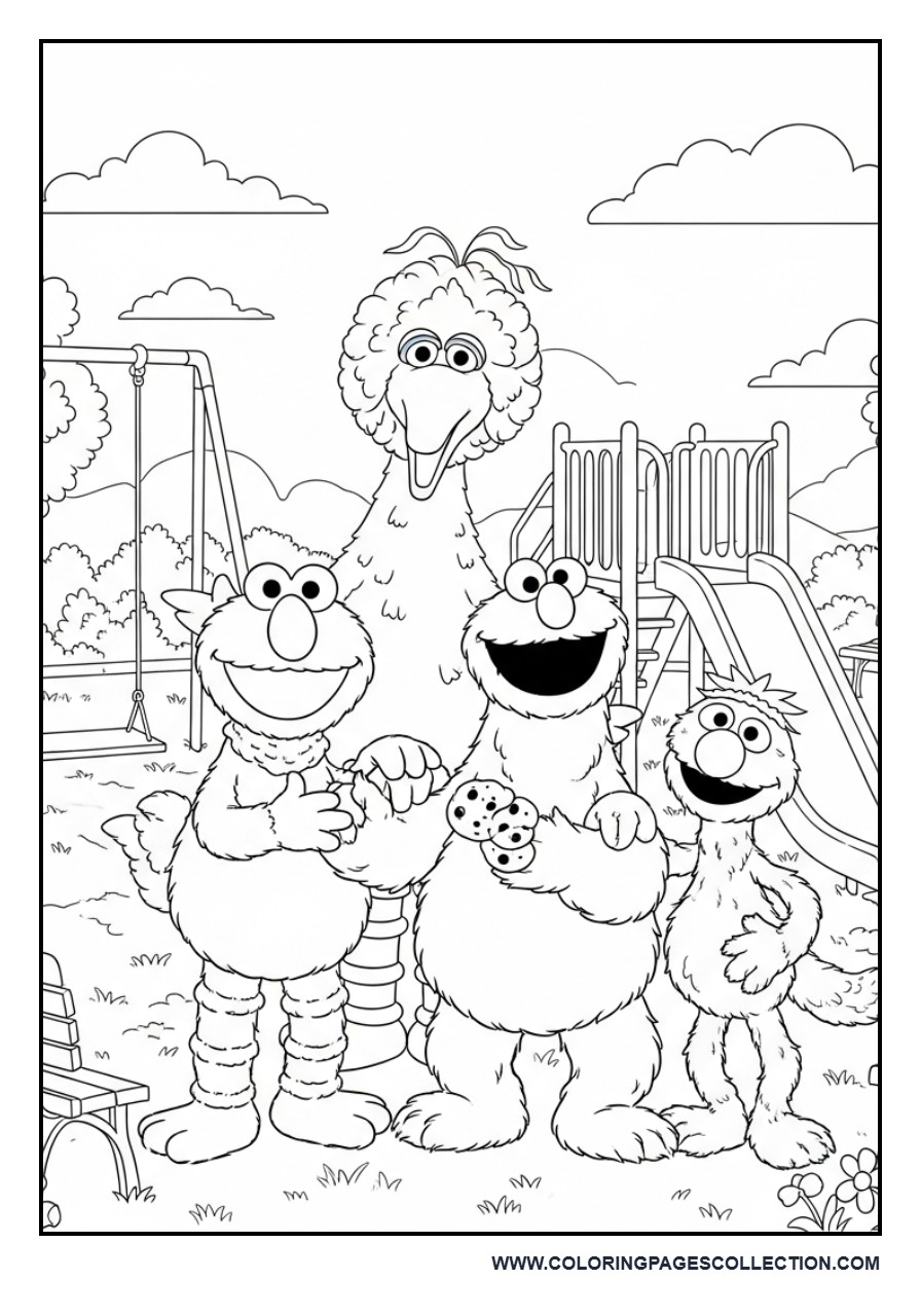 Sesame Street Playground Neighborhood Scene