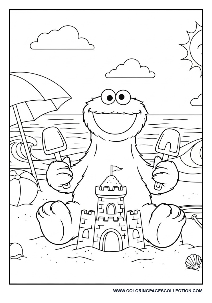 Summer Beach Day with Cookie Monster