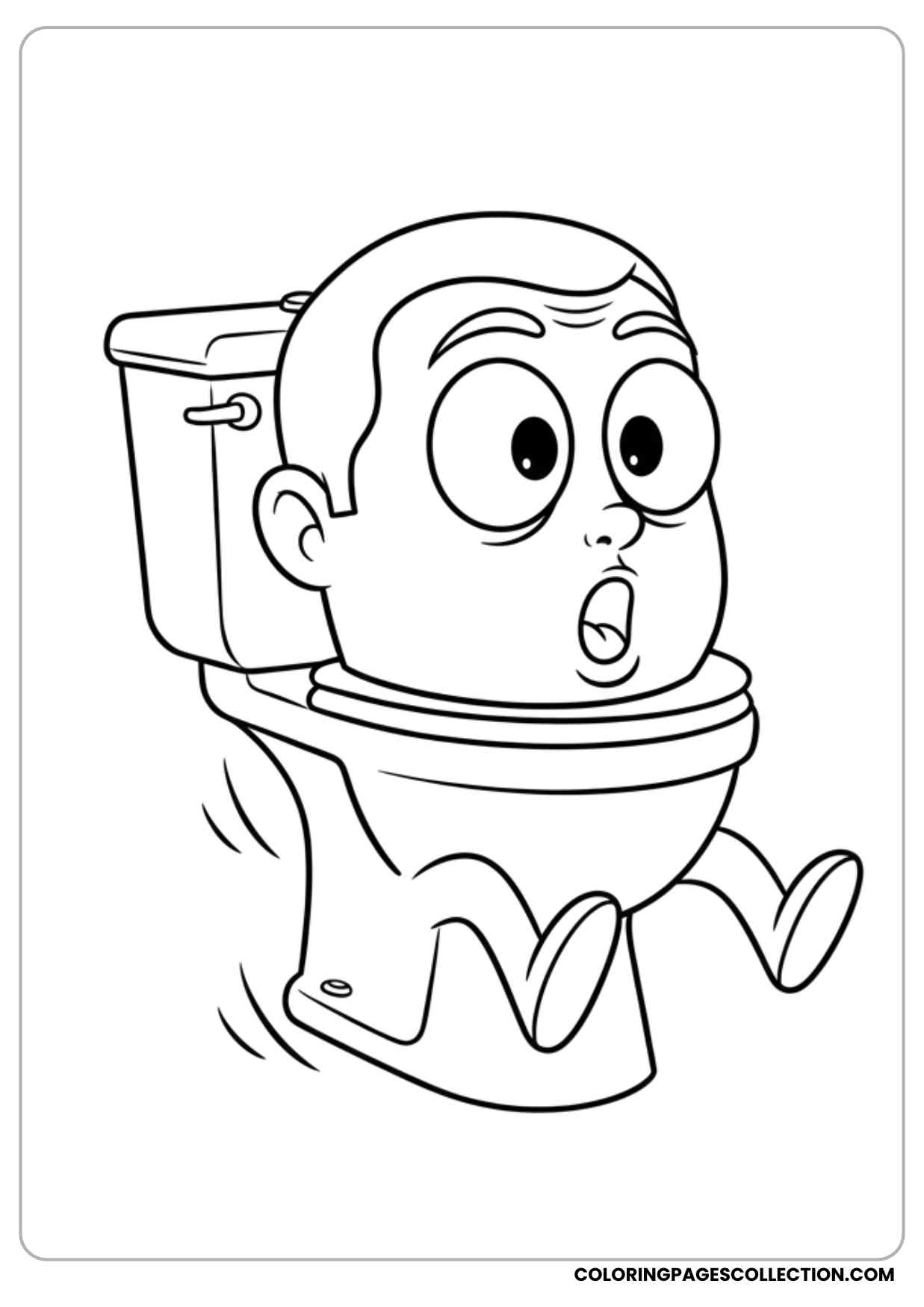 skibidi toilet jumping out with surprised face coloring sheet