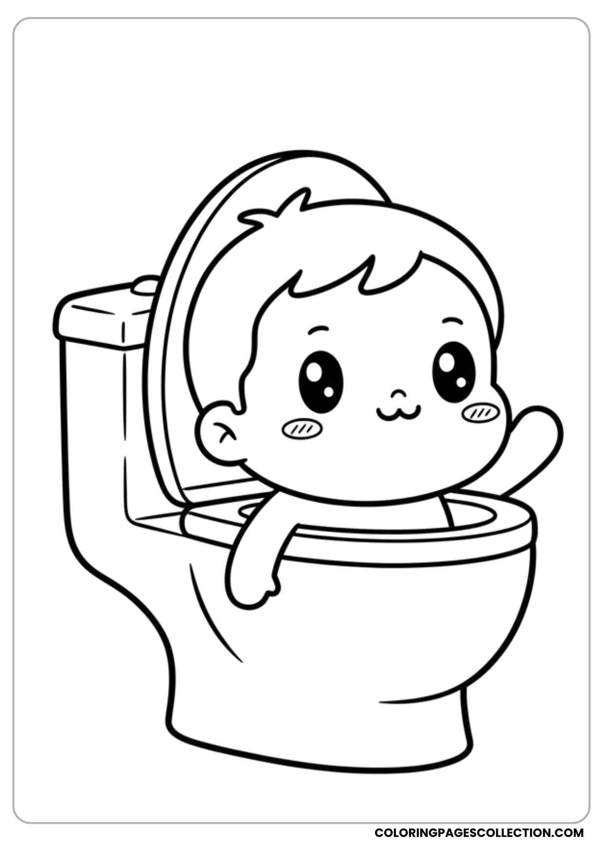 cute chibi skibidi toilet with tiny arms coloring page