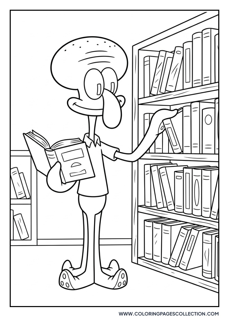 Squidward at the Library