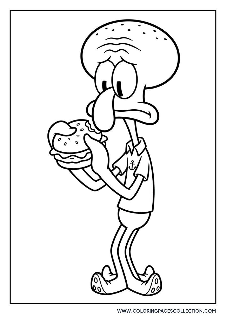 Squidward Eating a Krabby Patty