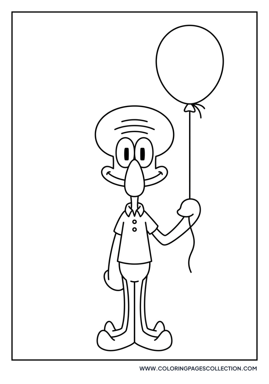 Squidward Holding a Balloon