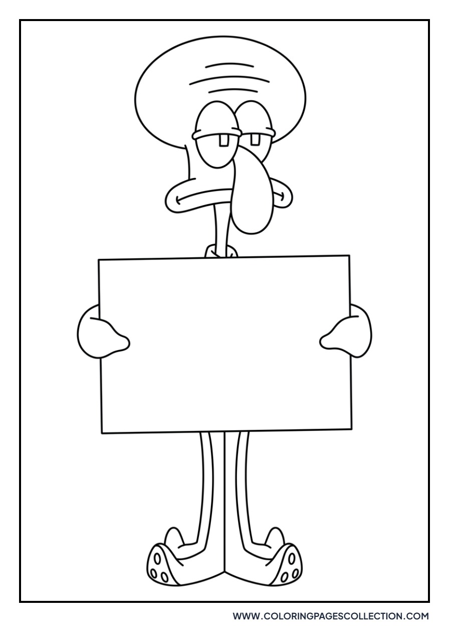 Squidward Holding a Sign
