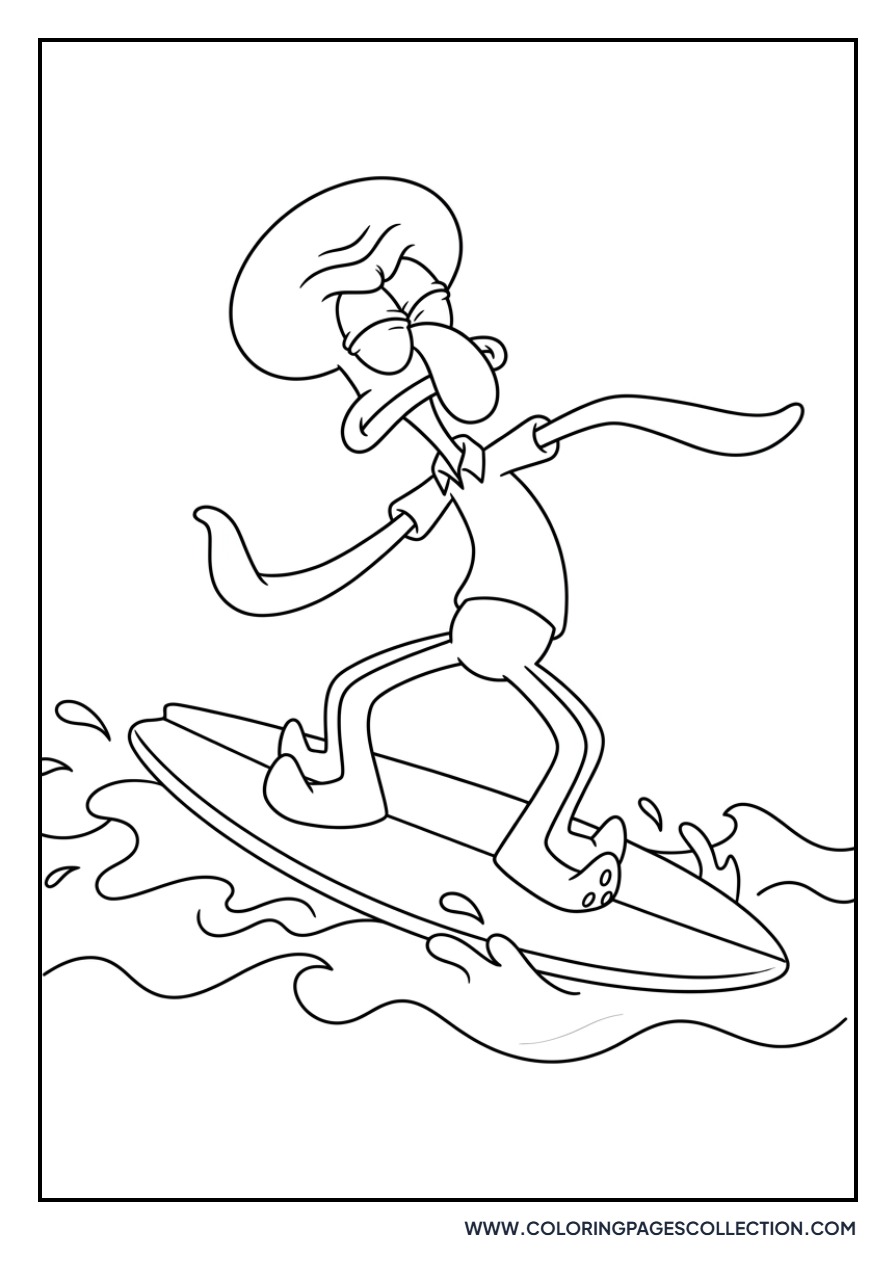 Squidward on a Surfboard