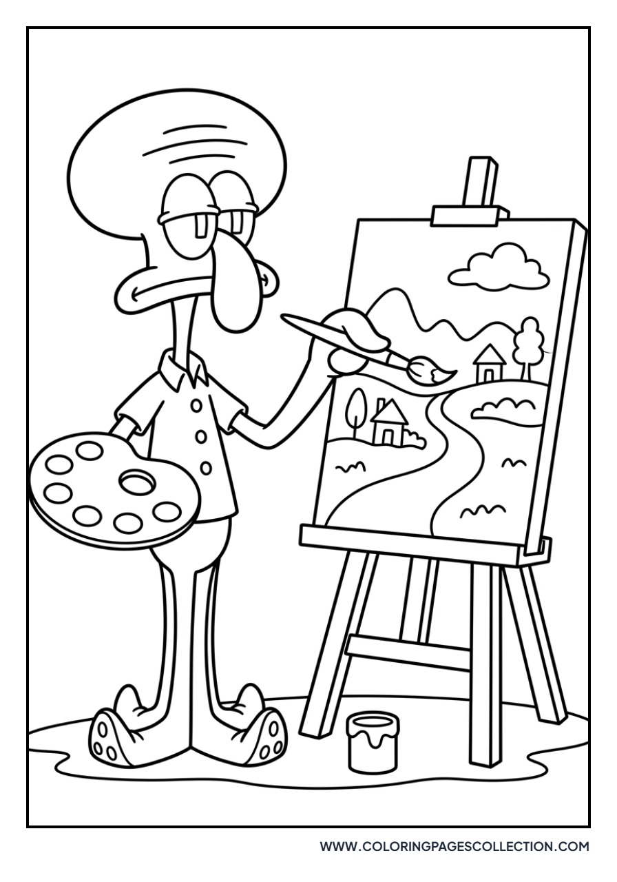 Squidward Painting Art