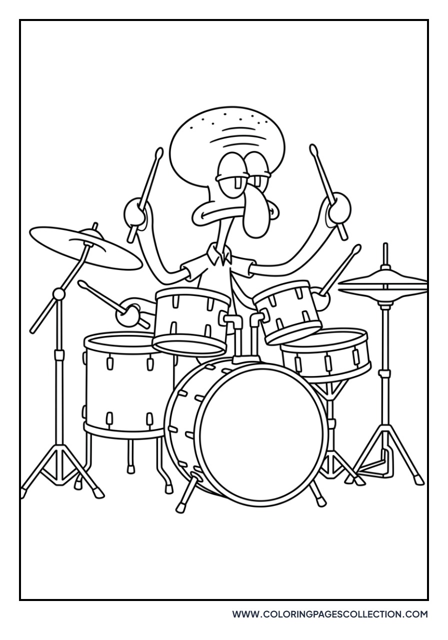 Squidward Playing the Drums