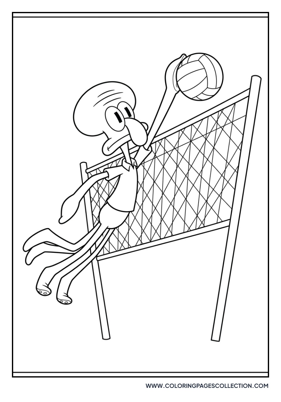 Squidward Playing Volleyball