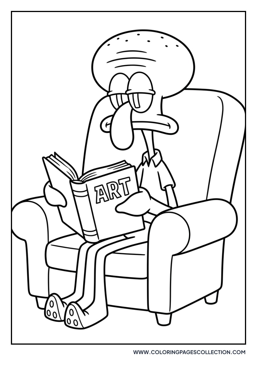 Squidward Reading a Book