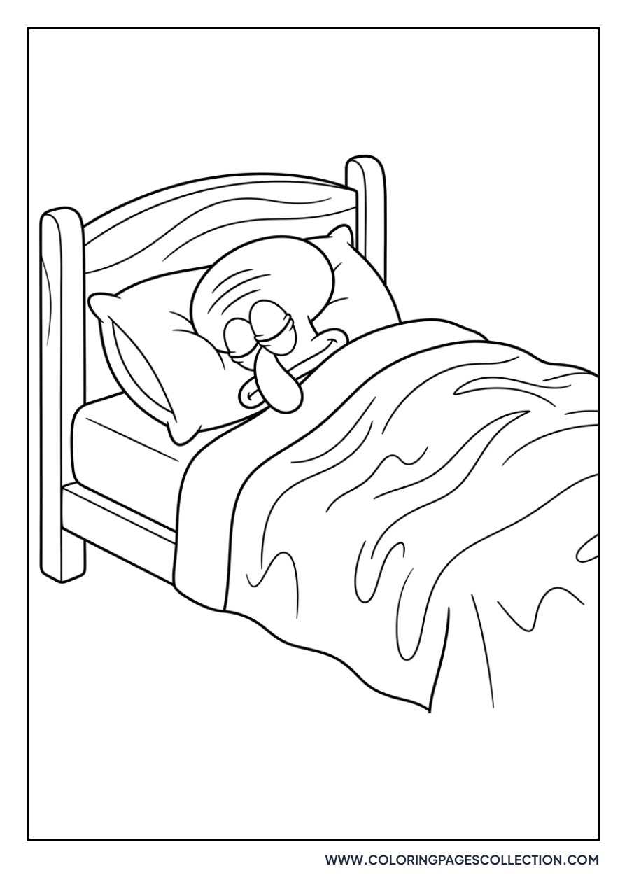 Squidward Sleeping in Bed