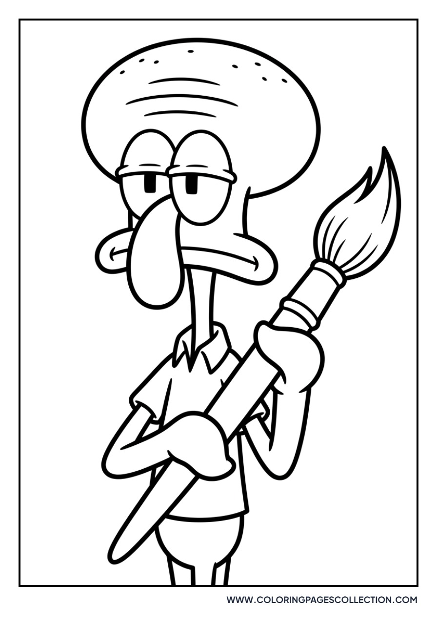 Squidward with a Paintbrush