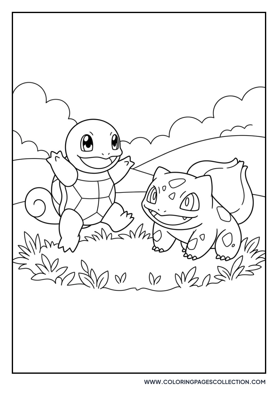 Squirtle and Bulbasaur Playing