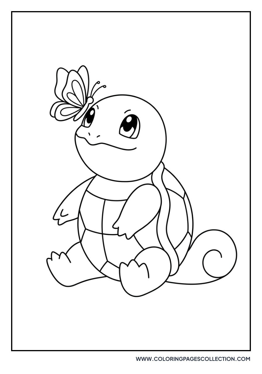 Squirtle Looking at a Butterfly