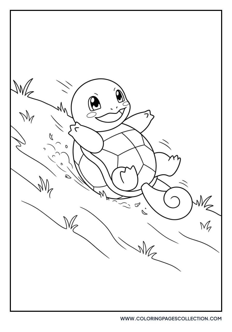 Squirtle Sliding Down a Hill