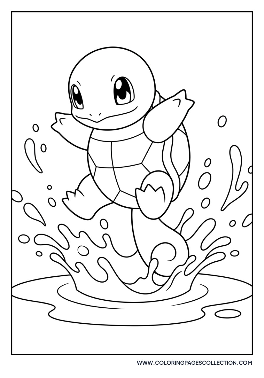 Squirtle Splashing in a Puddle